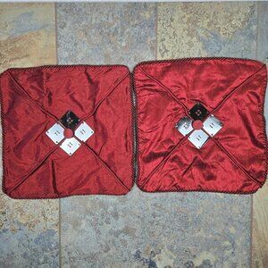 Homecenter Red Square Throw Pillow Covers Metal Embellishments NO PILLOWS